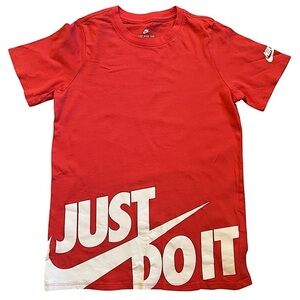 Nike| Kids Red Short Sleeve Tee Shirt Just Do It- Size M (10-12 years)